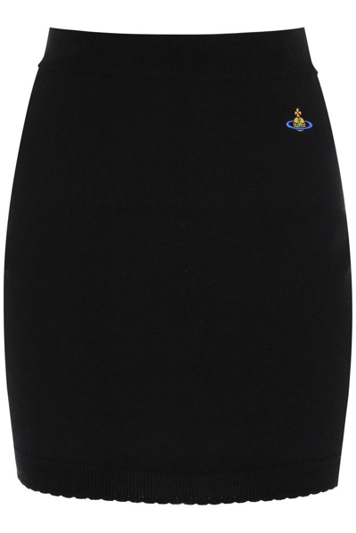 Vivienne Westwood Bea Logo Cotton Knit Mini Skirt In Black