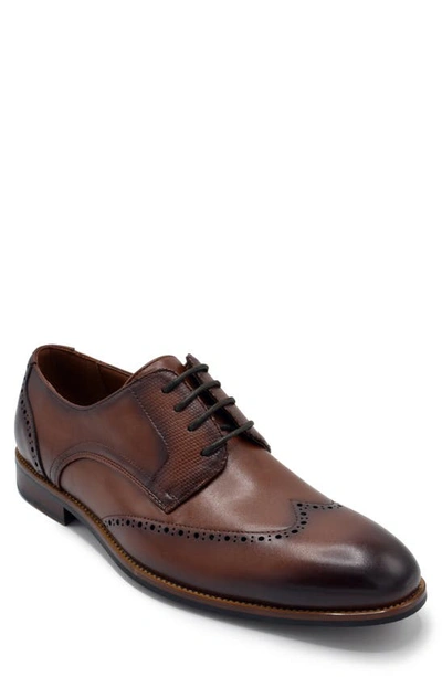 Aston Marc Premier Lizard Embossed Wingtip Derby In Tan