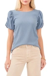 Vince Camuto Gathered Puff Sleeve Blouse In Blue Shadow