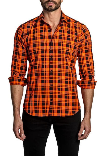 Jared Lang Plaid Button-up Shirt In Orange Check