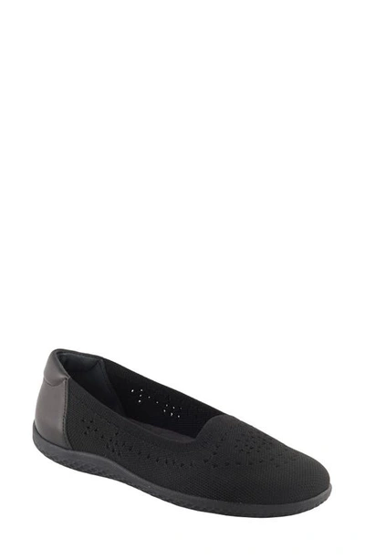 David Tate Italy Knit Ballet Flat In Black Fabric