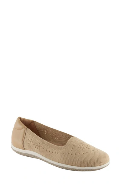 David Tate Italy Knit Ballet Flat In Camel Fabric