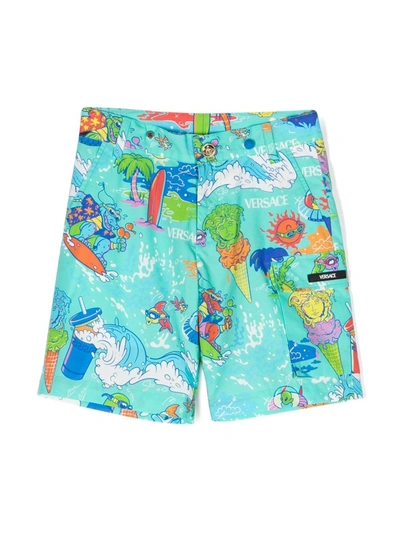 Versace Kids' Boys Green Cotton Shorts