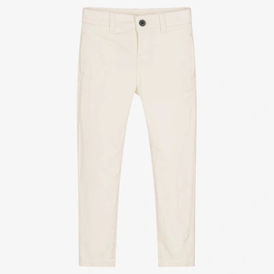 Mayoral Kids' Boys Ivory Cotton Chino Trousers