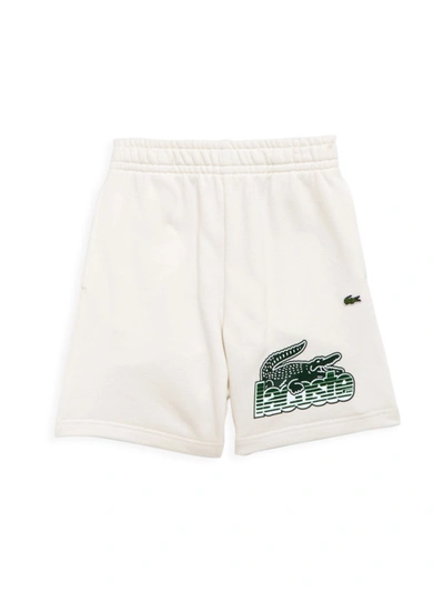 Lacoste Kids' Boys White Large Logo Shorts In Flour