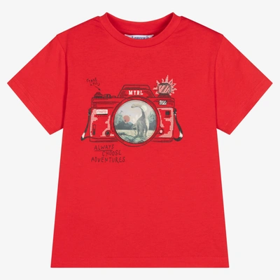 Mayoral Kids' Boys Red Cotton Camera T-shirt