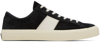 Tom Ford Black Low Top Sneakers With Suede Insert Man In Black Beige Cream