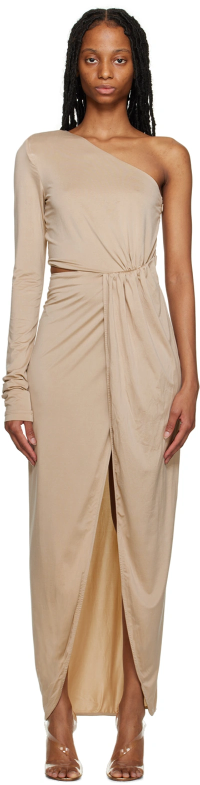 Gauge81 Suani One-sleeve Cutout Stretch-jersey Maxi Dress In Sand