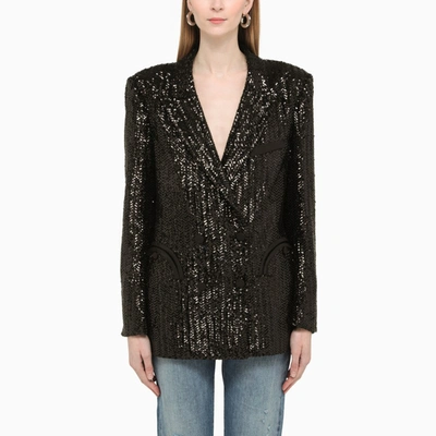 Blazé Milano Black Double-breasted Jacket With Sequins