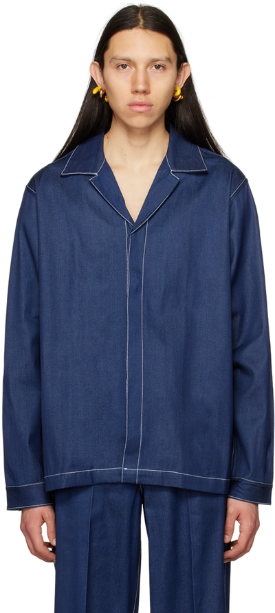 Sunnei Blue Shirt With Stitching