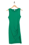 Melrose And Market Leith Ruched Body-con Sleeveless Dress In Green Verdant