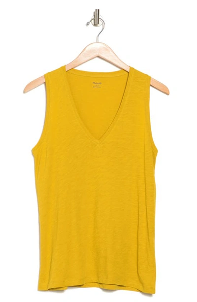 Madewell V-neck Cotton Tank In Spicy Saffron