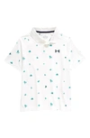 Under Armour Kids' Performance Print Polo In White / Midnight Navy