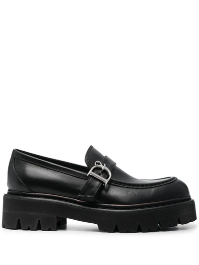 Dsquared2 Monogram-detail Flat Loafers In Black