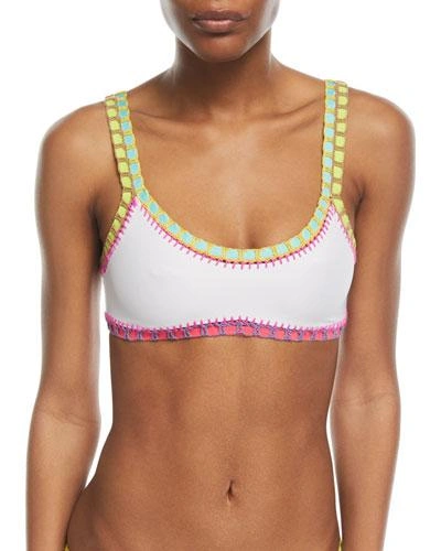 Platinum Crochet-trim Sporty Swim Top (available In D Cup), White