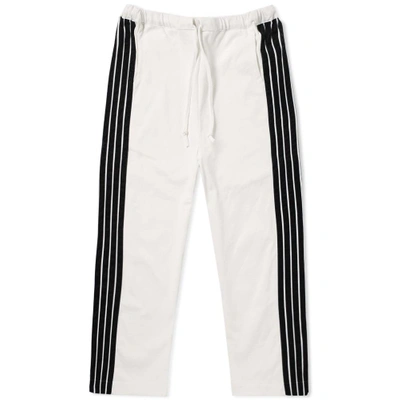 Dima Leu Cropped Wide Fit Stripe Track Pant In White