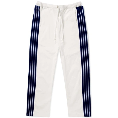 Dima Leu Cropped Wide Fit Stripe Track Pant In White