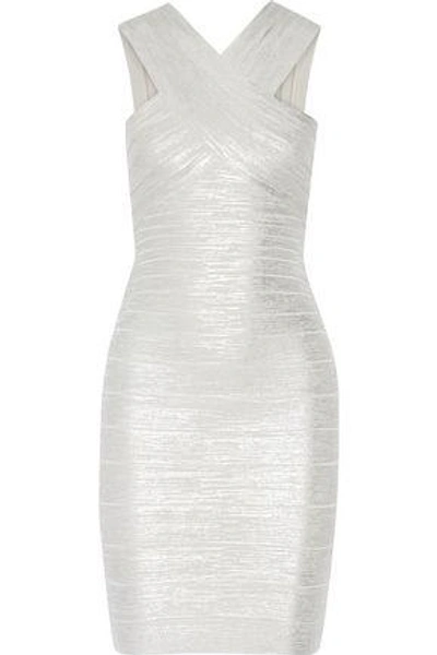 Hervé Léger By Max Azria Woman Stella Metallic Bandage Dress Silver