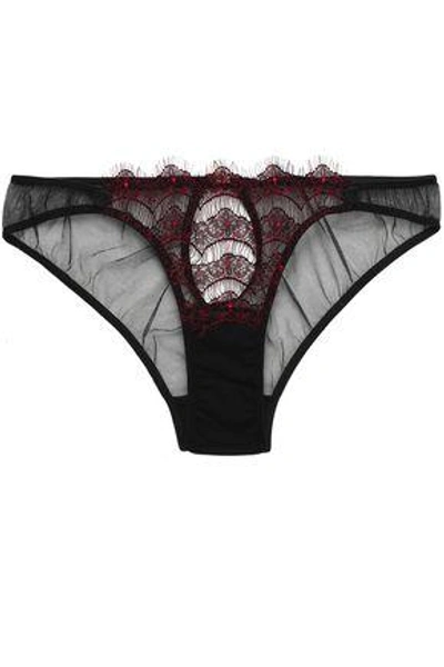 Mimi Holliday By Damaris Woman Low-rise Lace-paneled Tulle Briefs Black ...