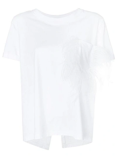 Parlor Feather Embellished T-shirt - White