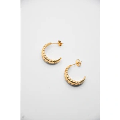 Bonbon Gold Star Paved C Hoop Earrings