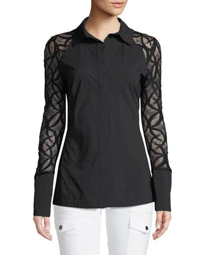 Anatomie Raina Lace-sleeve Shirt In Black