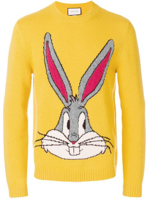 Gucci Bugs Bunny Intarsia Knit Sweater In Yellow | ModeSens