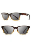 Shwood 'canby' 54mm Acetate & Wood Sunglasses - Sweet Tea/ Elm Burl/ Dark Grey