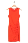 Melrose And Market Leith Ruched Body-con Sleeveless Dress In Orange Spice