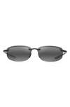 Maui Jim Hookipa 64mm Polarized Rectangle Sunglasses In Black / Grey