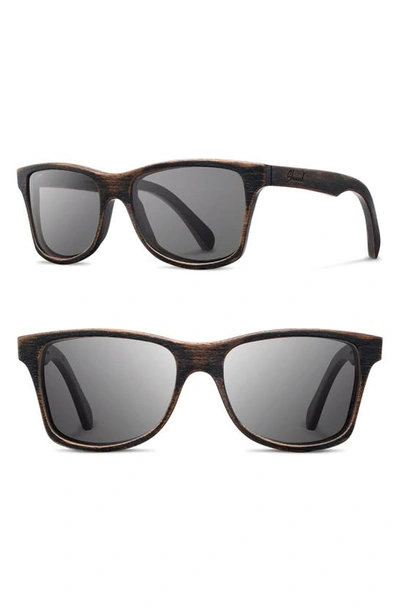 Shwood 'canby' 54mm Polarized Wood Sunglasses In Distressed Dark Walnut/ Grey