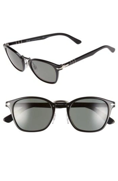 Persol 51mm Polarized Retro Sunglasses - Black/ Grey Green