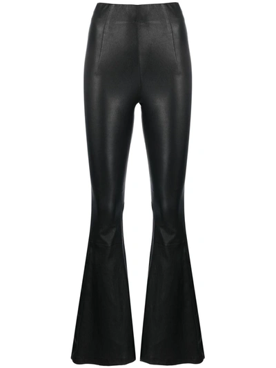 Amiri High-waisted Leather Flared Trousers In Black