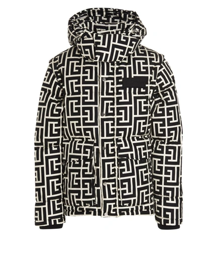 Balmain 2-in-1 Nylon Quilted Jacket With Maxi  Monogram In Ivoire Noir