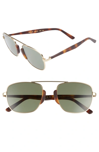 Lgr Negus 56mm Sunglasses - Gold Matte/ Brown/ Green