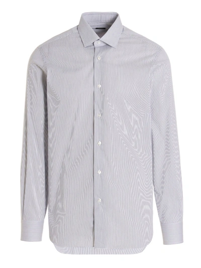 Barba Micro Striped Shirt In Light Blue