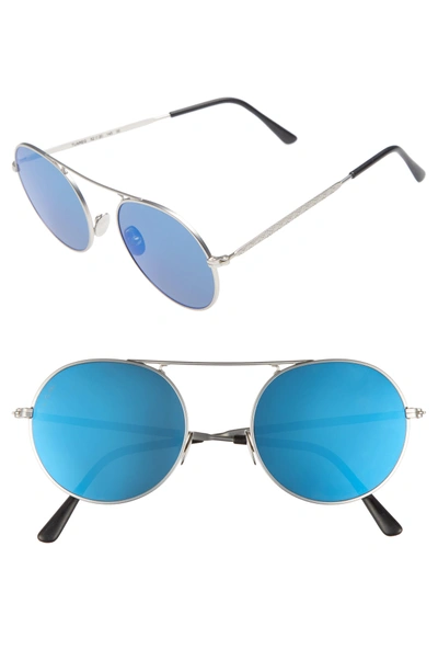 Lgr Tuareg 52mm Polarized Sunglasses - Silver Matte/ Blue Mirror