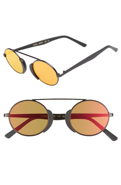 Lgr Togo 48mm Sunglasses - Black Matte/ Red Mirror