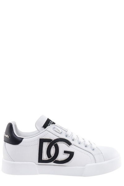 Dolce & Gabbana Logo Patch Portofino Sneakers In White