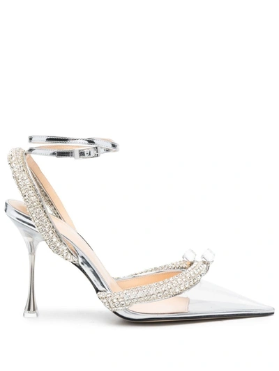 Mach & Mach Crystal-embellished Pvc Slingback Pumps In White