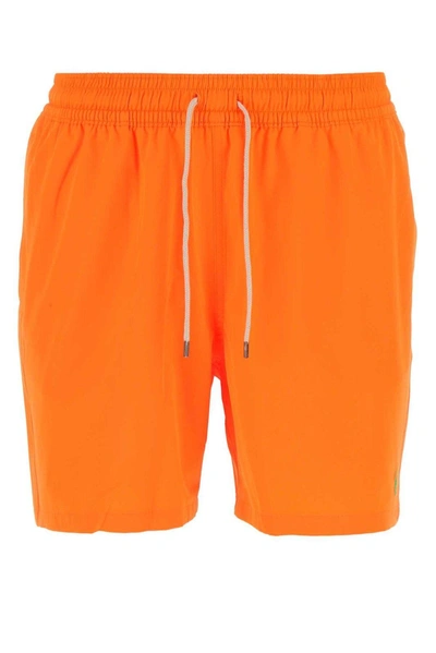 Ralph Lauren Drawstring Swim Shorts In Orange