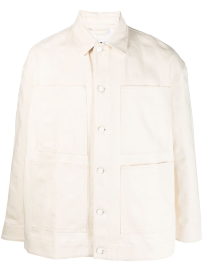 Sunnei Longsleeved Cotton Shirt Jacket In Ecru