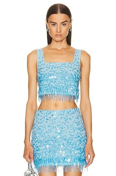 Staud Jasmin Sequin Fringe Crop Top In Shallow