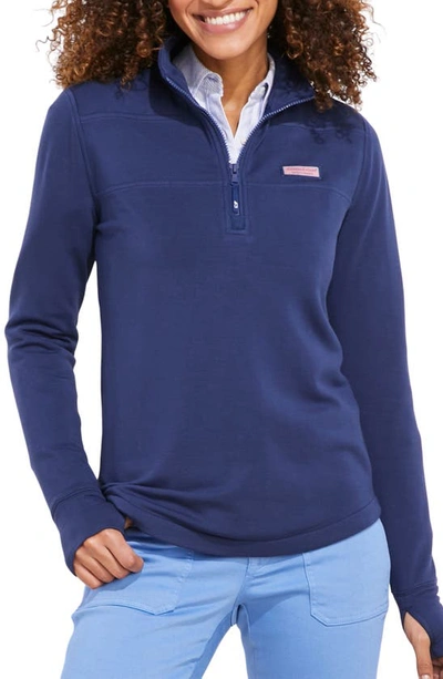 Vineyard Vines Dreamcloth Zip Up Shirt In Deep Bay