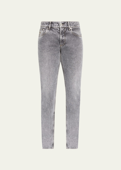 Brunello Cucinelli Men's Acid-wash Leisure-fit Jeans In Dark Grey