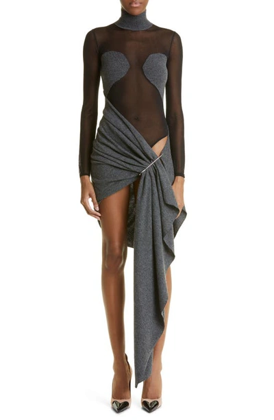 Alaïa Wl Sheer Dress In Gris Chine