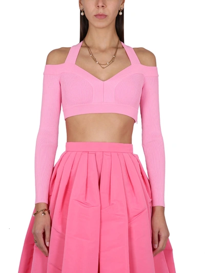 Alexander Mcqueen Cropped Shirt In Pink