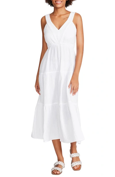 Steve Madden Amira Tiered Cotton Midi Dress In White