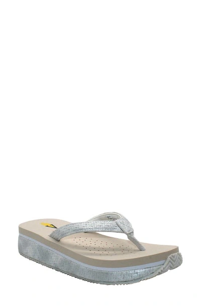 Volatile Untamed Flip Flop In White Metallic