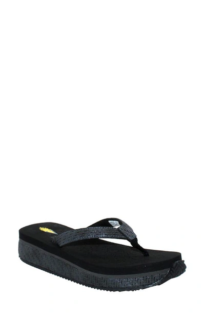 Volatile Untamed Flip Flop In Black Metallic